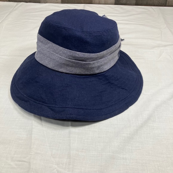 Duluth Trading Company Women Blue Wide Brim Sun Rootstock Bucket Hat Bow S M EUC - Picture 5 of 8